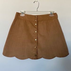 Faux suede button up mini skirt. Tan / neutral. Forever 21. Size M (medium).